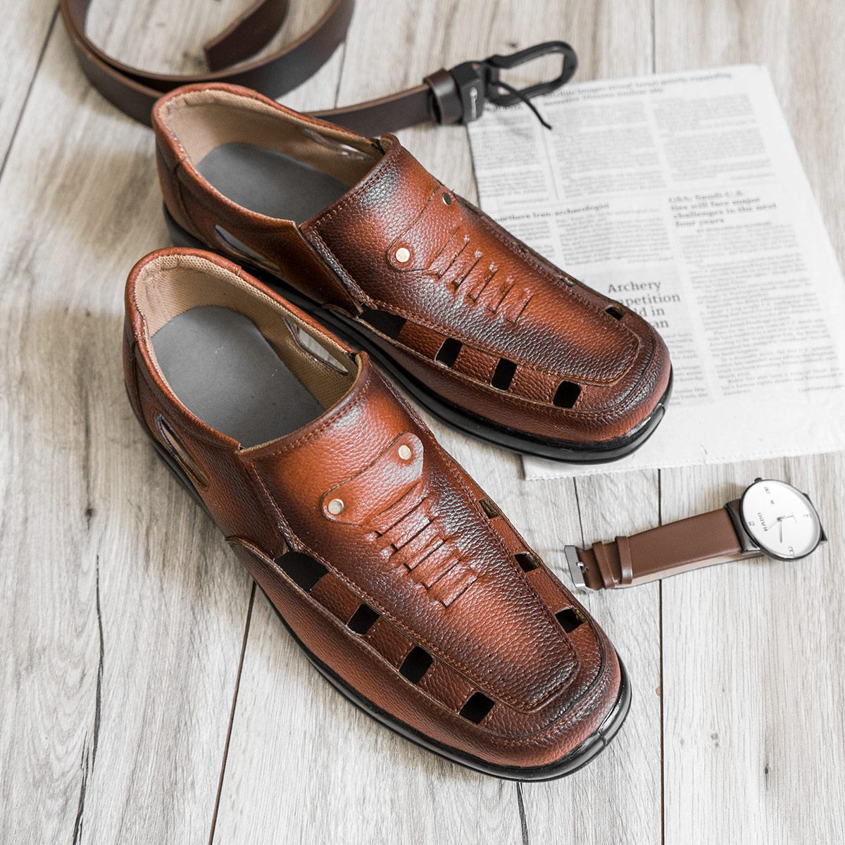 کفش تابستانه قهوه ای مردانه مدل Ropert