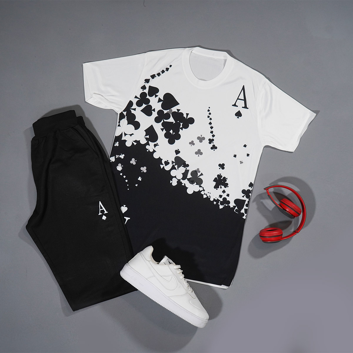 ست تیشرت شلوار مشکی مردانه مدل A-pik