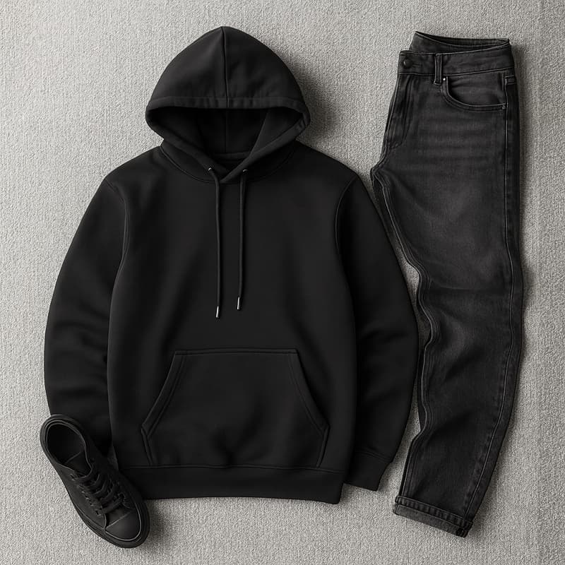 هودی بیسیک مشکی مردانه مدل F71