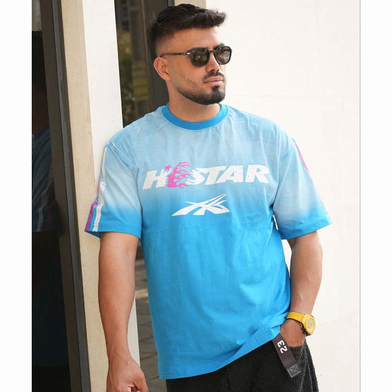 تیشرت مردانه آبی مدل HELLSTAR